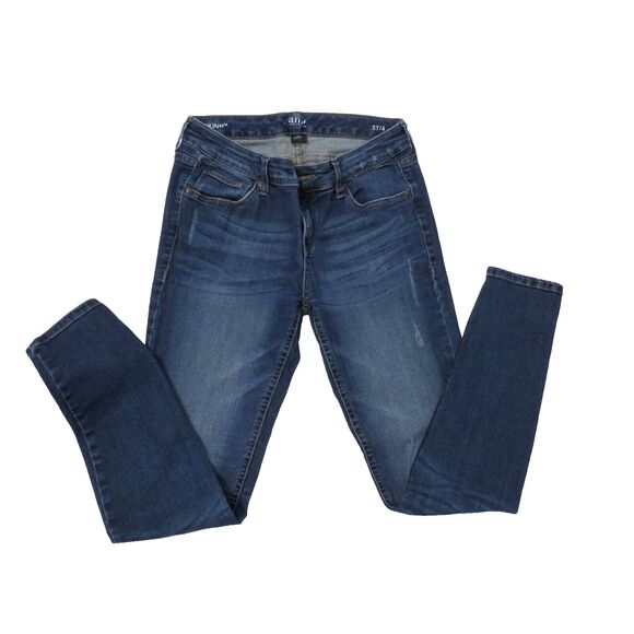 A.N.A. Cotton Blend Stretch Distressed Denim Skinny Jeans Size 27/4 Medium Wash - Picture 2 of 14